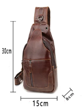 Vintage Soft Genuine Leather Chest Bag With Large Capacity