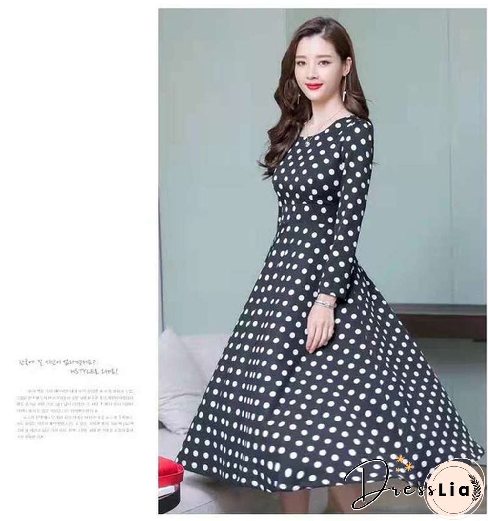 Fashion Dresses Plus Size 3XL Middle Aged Women Spring Autumn Dress New Casual Printed Long Sleeve Maxi Vestidos