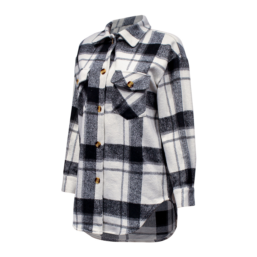 Spring Casual Cardigan Coat: Women's Long Sleeve Plaid Shirt - Ootddress