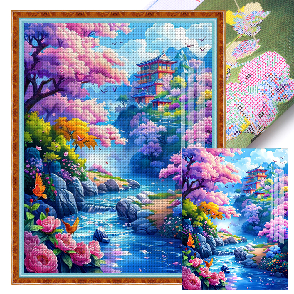 【Brand】Fantasy Wonderland Full 11CT Pre-stamped Canvas(55*70cm) 56 Colors Cross Stitch