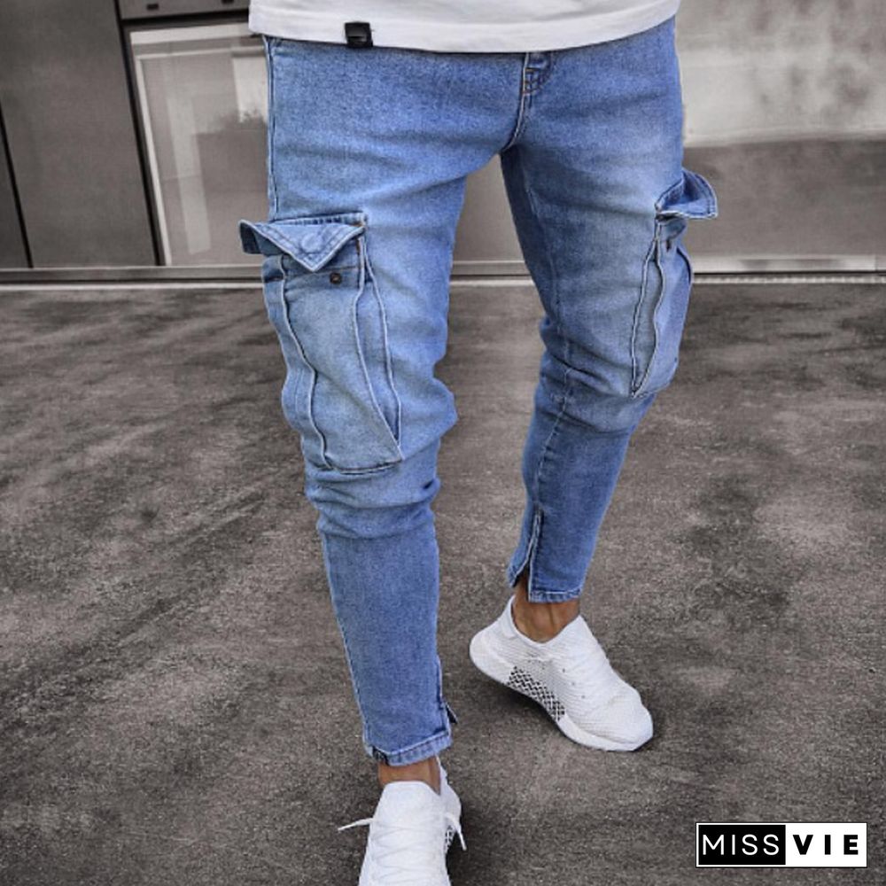 Pockets Zips Casual Jeans
