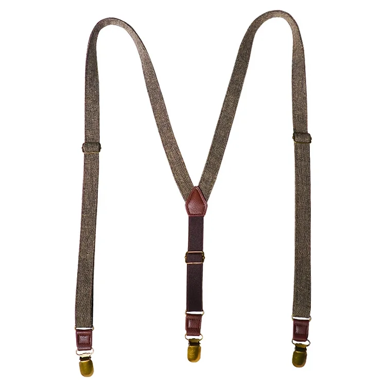 Vintage Check Triple Clip Elastic Suspenders