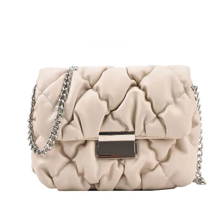 Luxury Handbags Designer Women Crossbody Bags Pleated PU Leather Shoulder Bag Chain Strap Women's Messenger Bags