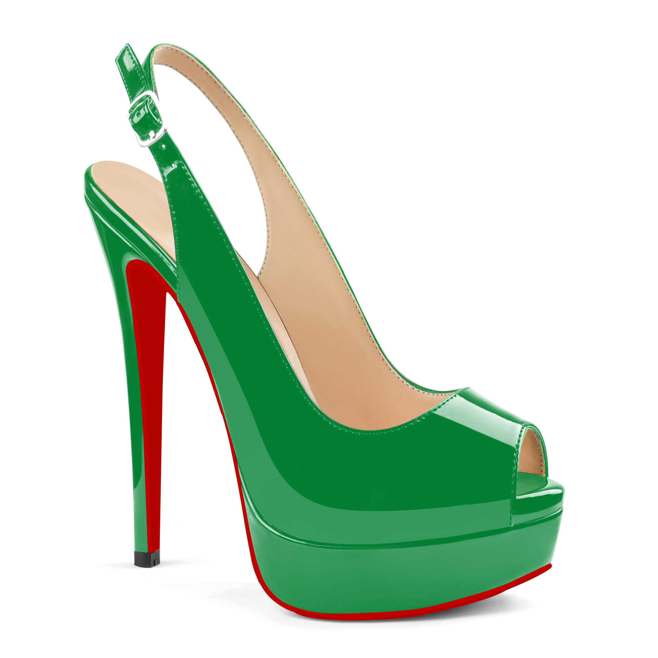 150mm Red Bottom Slingback High Heels Open Toe Platform Strap Pumps Sandals-MERUMOTE