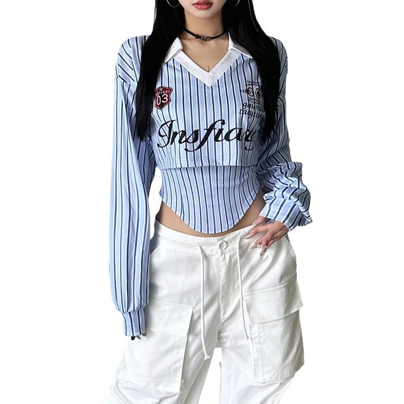 Uveng Autumn 2024 New Women's Solid Color Repair Street Fashion Flip-Flops Long-Sleeved Top Lady