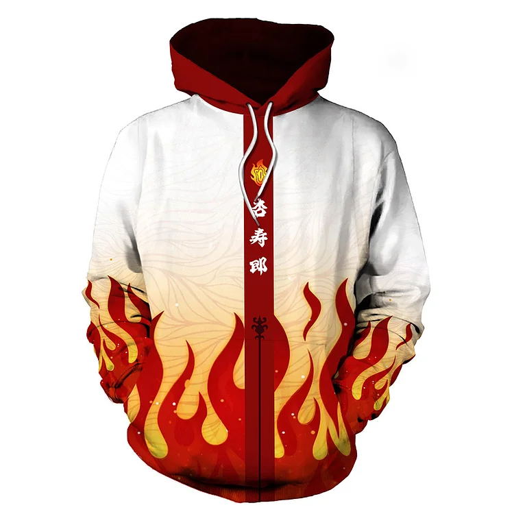 Rengoku Kyoujurou White Hoodie Outfits Cosplay Costume Halloween Carnival Suit
