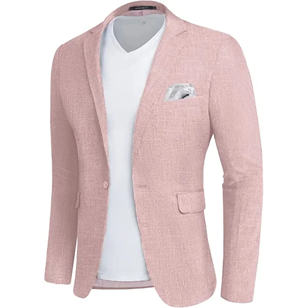 MAGE MALE Men's Slim Fit Blazer Jackets Suit One Button Lightweight Sport Coats Casual Blazer