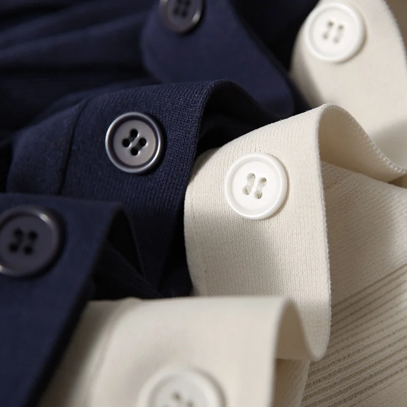 Uveng Uveng High-End Simple Style Polo Shirt Female Summer Temperament Wearing Knitted Short-Sleeved Open-Sleeve Ice Blouse