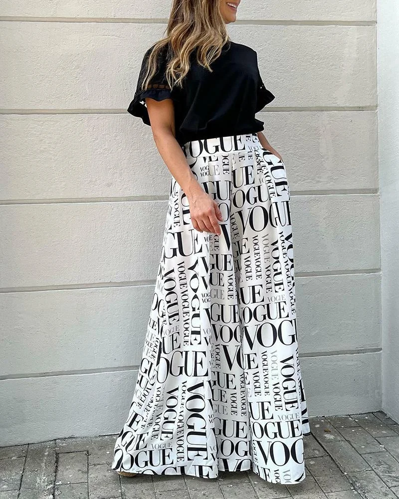 CASUAL TOP & PANTS TWO-PIECE SET