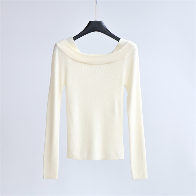 Rotimia Colorblock Off Shoulder Long Sleeve Knit Top