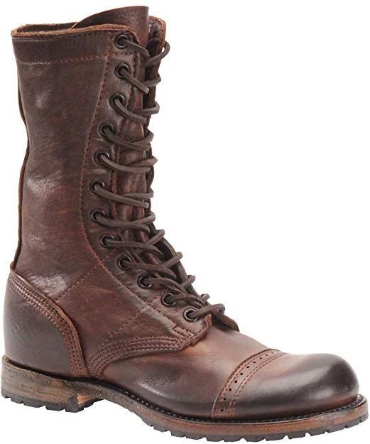 Men's Antique Brown Style Boots High Ankle Cap Toe Biker Boot