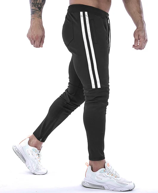 Casual Striped Zip Detail Pocket Drawstring Jogging Sweatpants