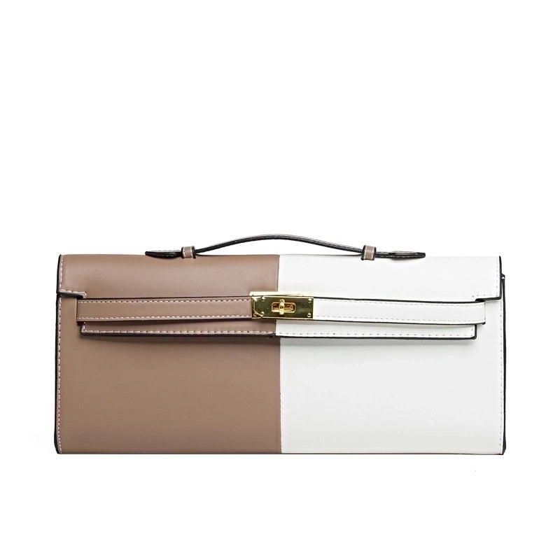 Women's Medium Pu Leather Color Block Vintage Style Classic Style Square Lock Clasp Handbag3