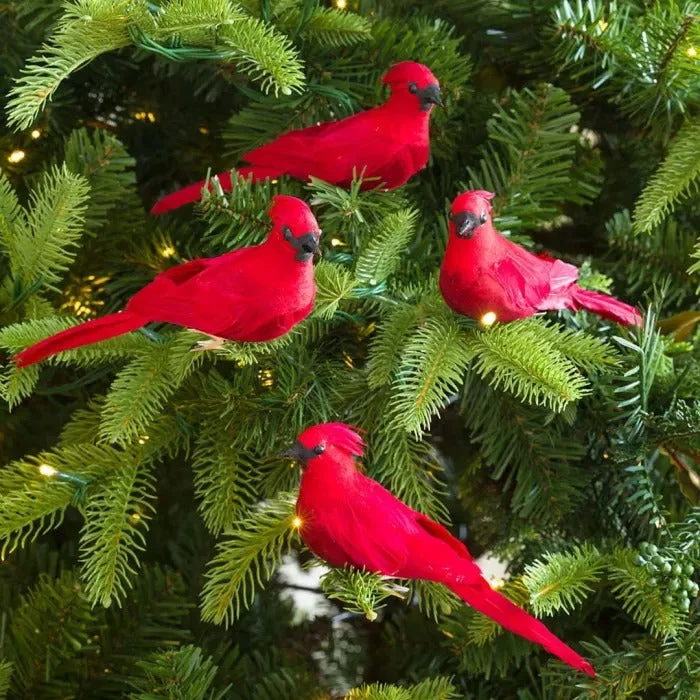 Clip-On Cardinal Christmas Tree Ornaments