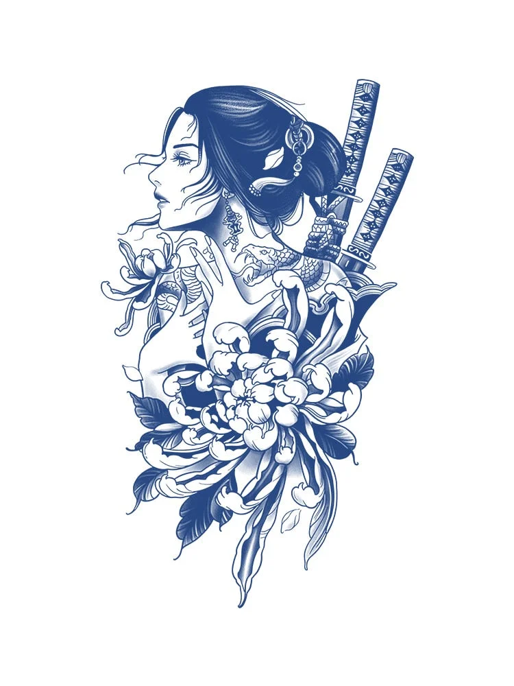 KT101-150 Semi-permanent herbal juice tattoo sticker flower arm clavicle non-reflective simulation tattoo large picture flower