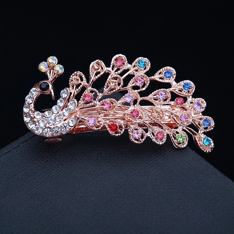 Korean Hair Accessories Rhinestone Bow Simple Hairpin Adult Pearl Horizontal Clip Ponytail Clip Top Clip Spring Clip Small