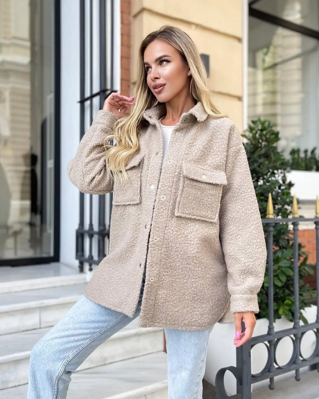 Nigikala Nigikala Women's Clothing 2025 Autumn And Winter New Hairy Casual Clip Long-Sleeved Shirt