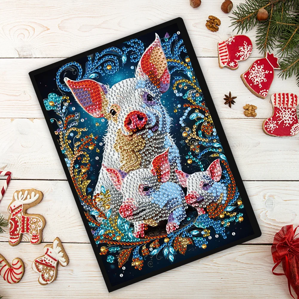 Pig Special Shaped A5 5D DIY Diamond Art Painting Notebook Kit for Friends