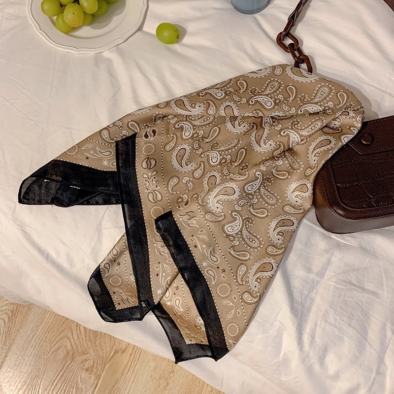 Women’s Retro French Style Polka Dots Cashew Nuts Satin Silk Scarf