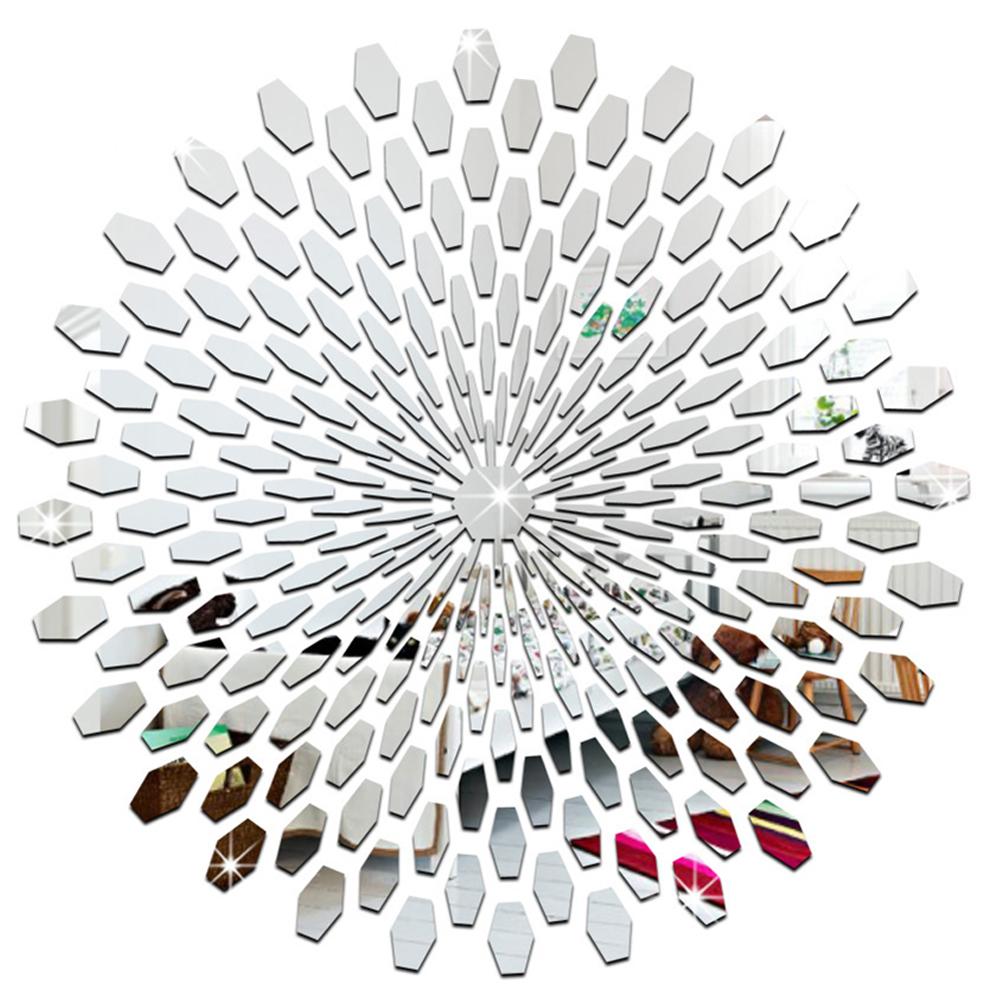

Acrylic Sunflower Round Mural Mirror Effect Wall Sticker Home Decal(Silver, 501 Original