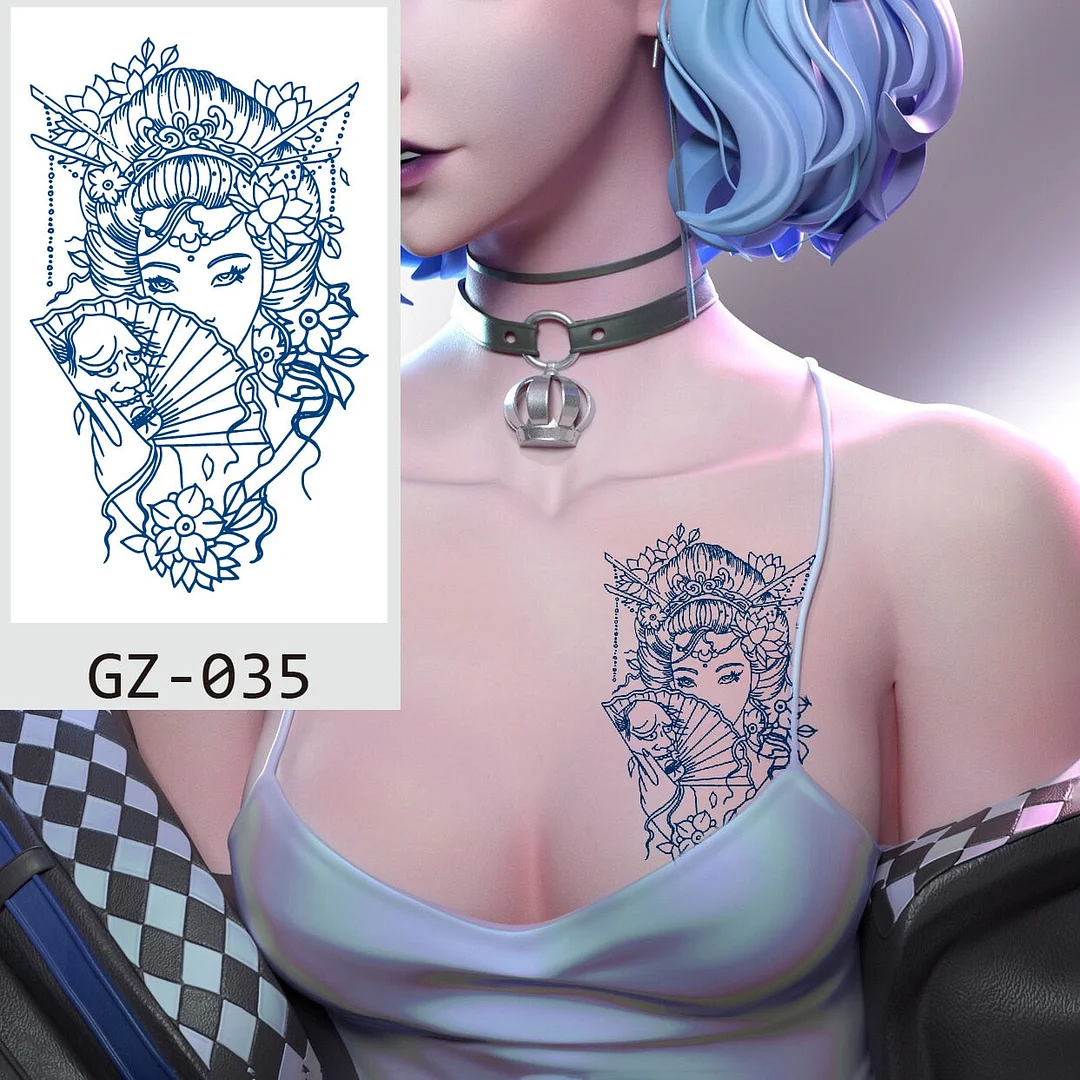 Temporary Waterproof Tattoos Stickers Sexy Mythical Dragon Girl Fox Mask Juice Ink Lasting Arm Back Body Buttocks Fake Tatoo DIY