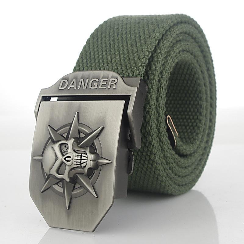 Skull Thickened And Extended Canvas Belt tacday