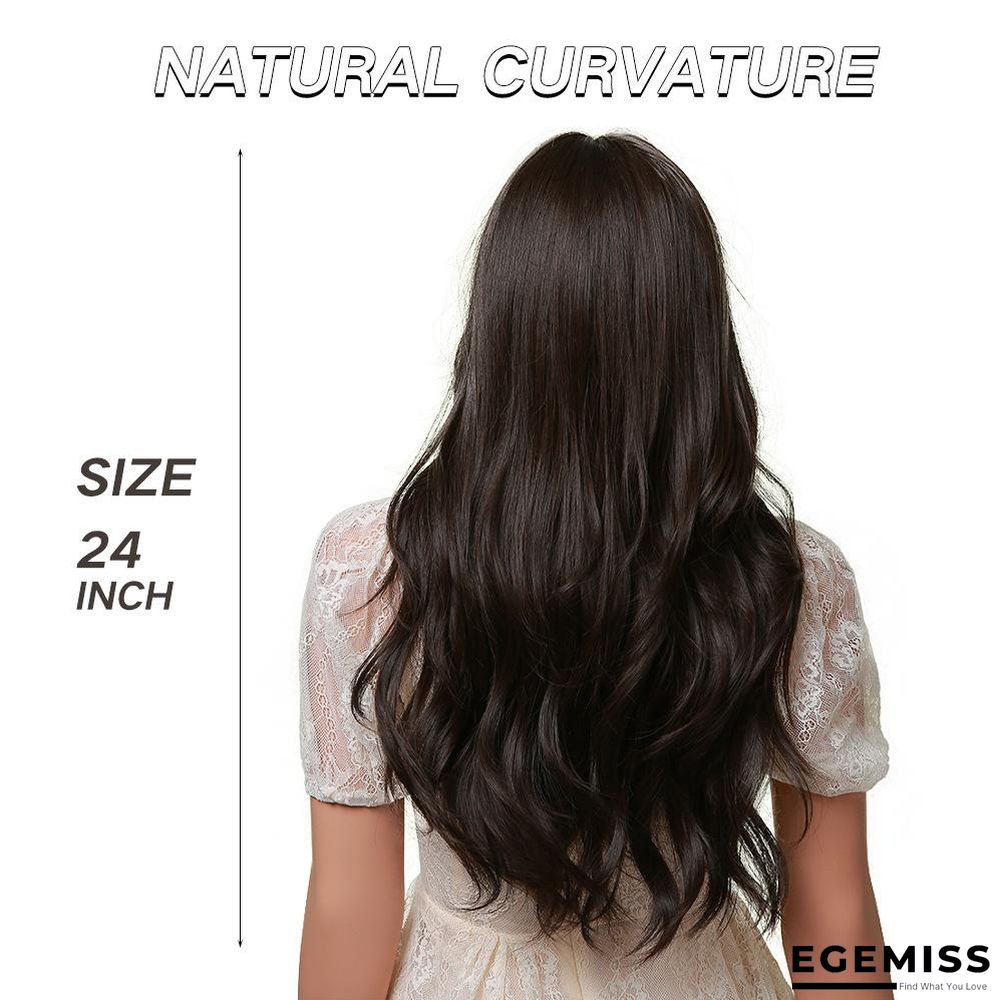 Long Brown Wigs with Bangs  Wave Synthetic Wigs for  Women | EGEMISS