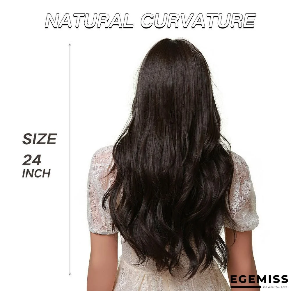 Long Brown Wigs with Bangs  Wave Synthetic Wigs for  Women | EGEMISS