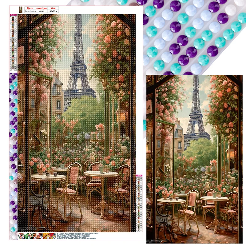 DCIDBEI Large Diamond Painting Square Drill 16x20 in/ 40x50 cm DIY 5D  Diamond Picture Art Adult Full Drill Canvas Painting by Numbers Landscape  Eiffel Tower Paris Flower Cherry Blossoms : : Home