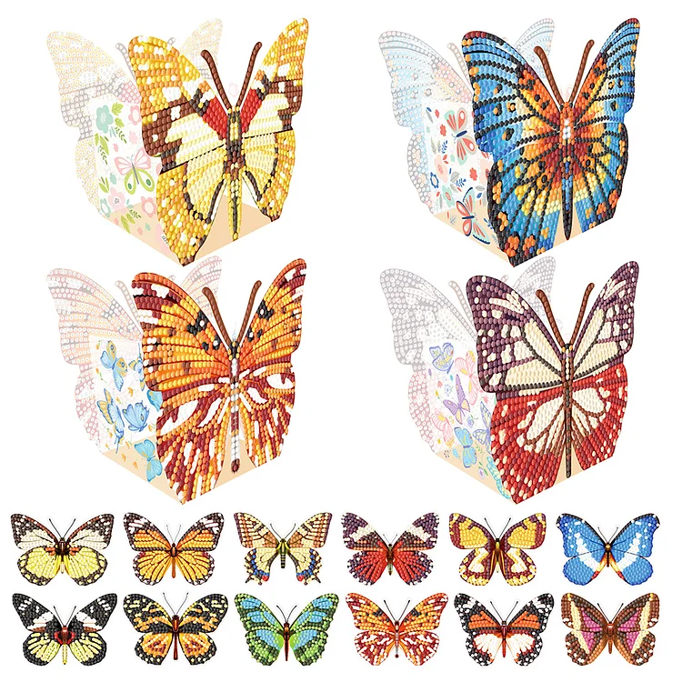 4 Pcs Diamond Painting Easter Boxes Butterfly Sticker for Kids Easter Containers