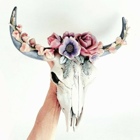 SUCCULENT/FLOWER COW SKULL WALL DECOR NURSERY DECOR