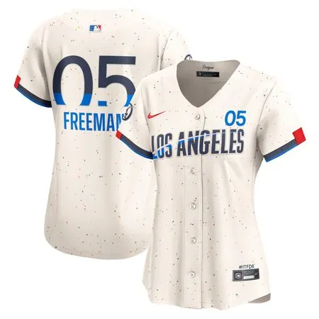 Women's Los Angeles Dodgers #05 Freddie Freeman  Cream 2024 City Connect Limited Player Jersey