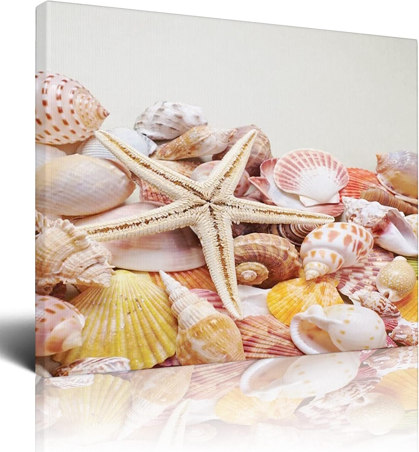 Seashells Canvas Wall Art,Seashells Nature Beach Theme,Canvas Artwork Nature Pictures for Living Room Bedroom Office Wall Decor Home Decoration,Blue - 16x24 Inch 16x24 Inch