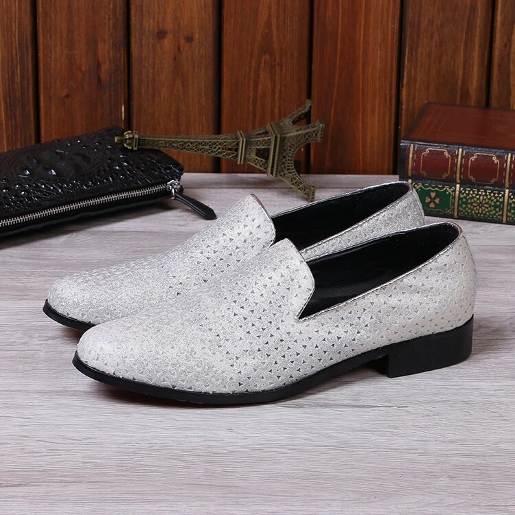 VCSHOES Classic White Genuine Leather Party Man Flats Shoes Male Hollowing Out Shoes Men's Loafers Shoes