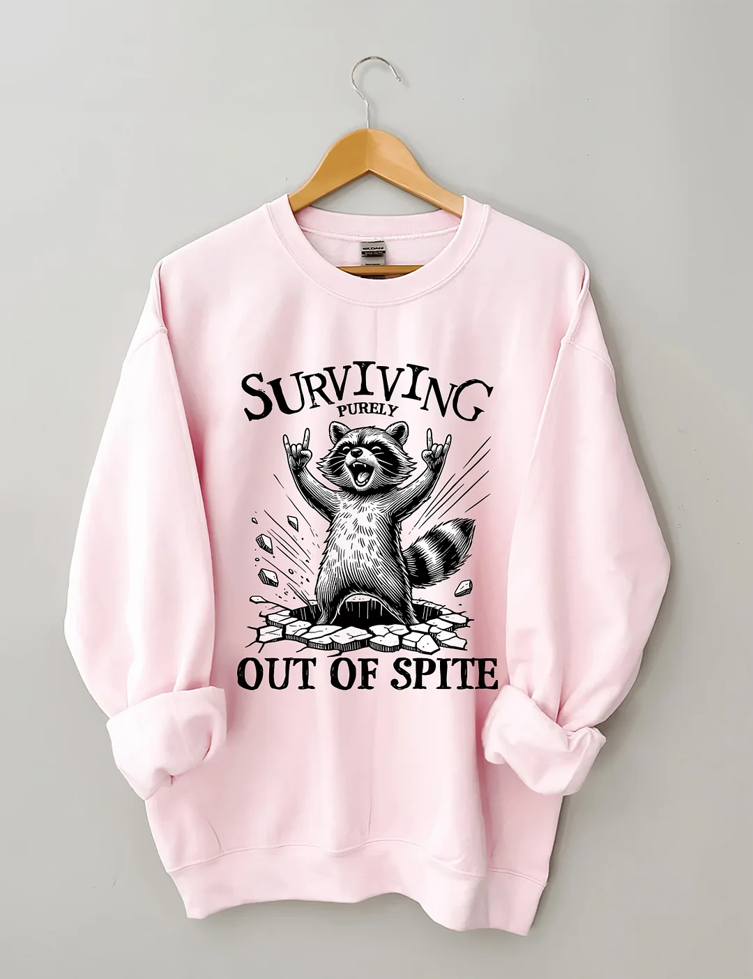 Surviving Purely Out Of Spite Raccoon Sweatshirt
