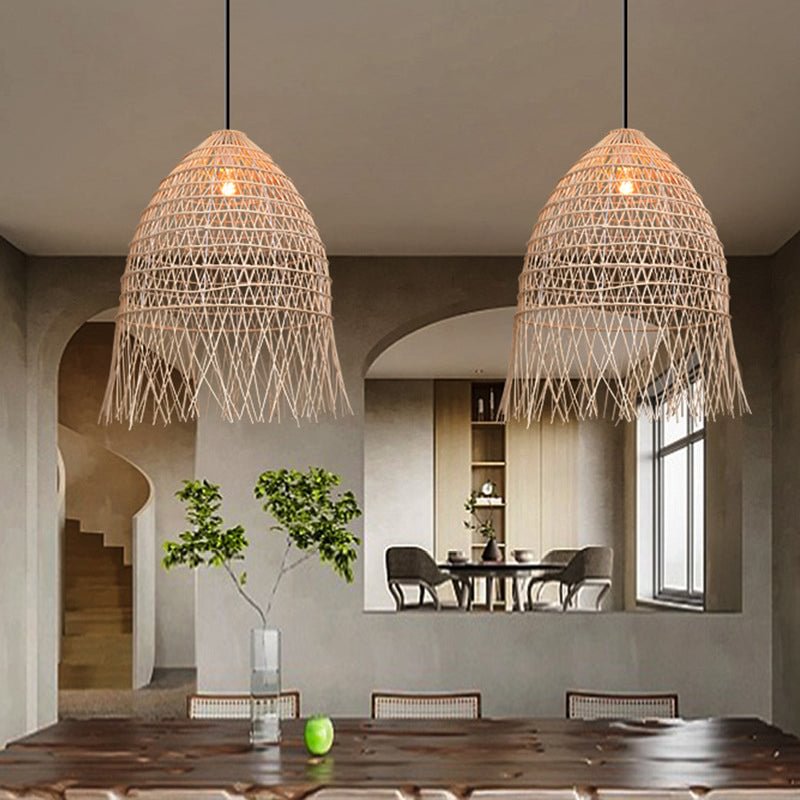 Tea House Rattan Woven Pendant Light Lampshade