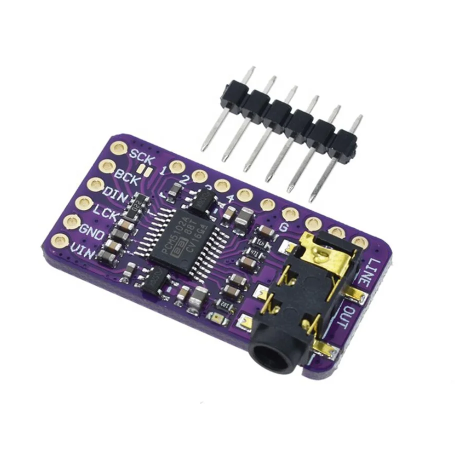 PCM5102 Stereo I2S DAC Audio Decoder Board Digital-to-Analog Converter Plug-in Audio Module PLL Voice Module Modified