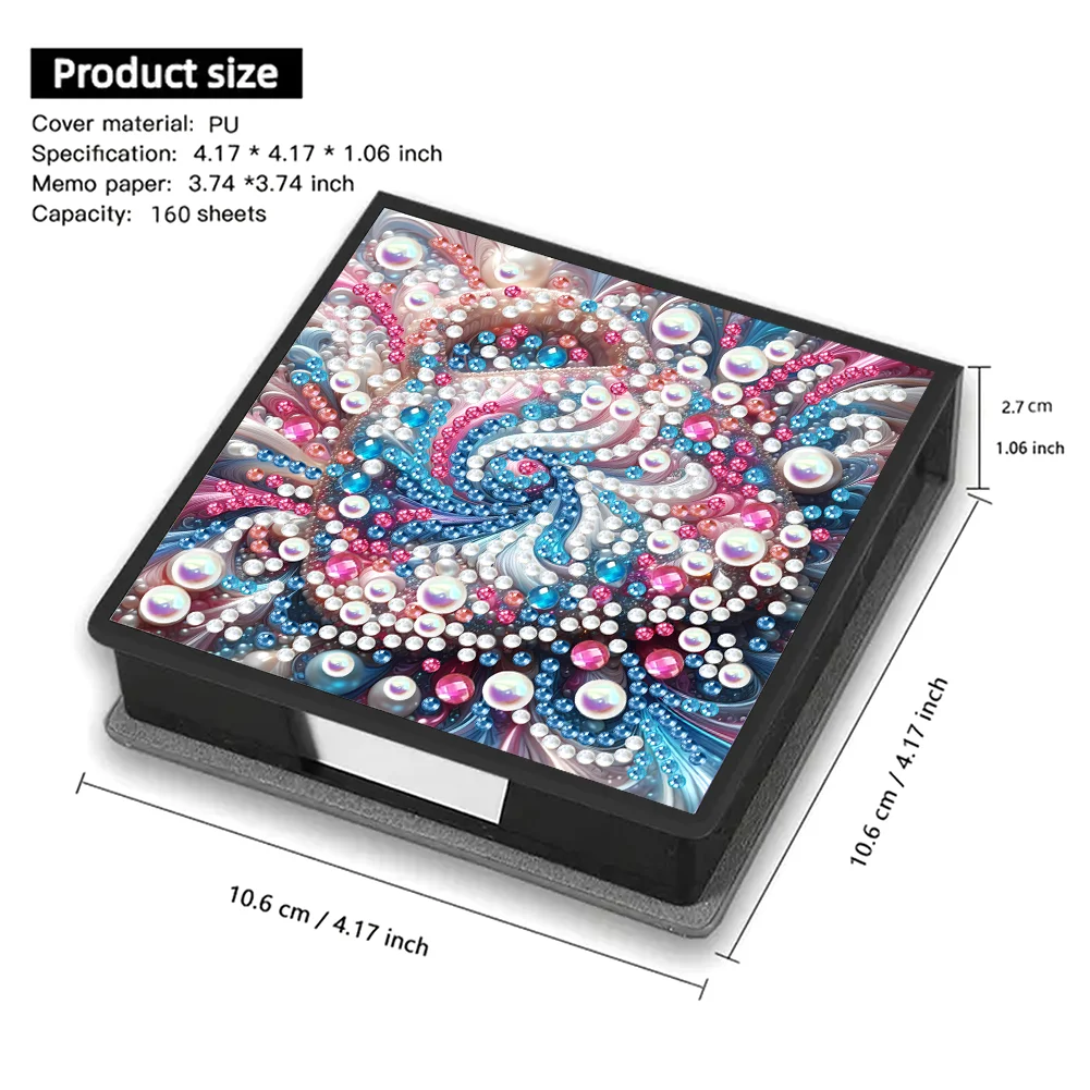 PU Pattern Diamond Painting Notecard Box with Papersfor DIY Art Craft