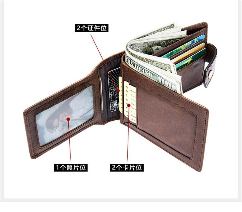 Anti-Scan Genuine Leather Currency Pocket Slip Pocket Coin Slot Lightweight Wallet