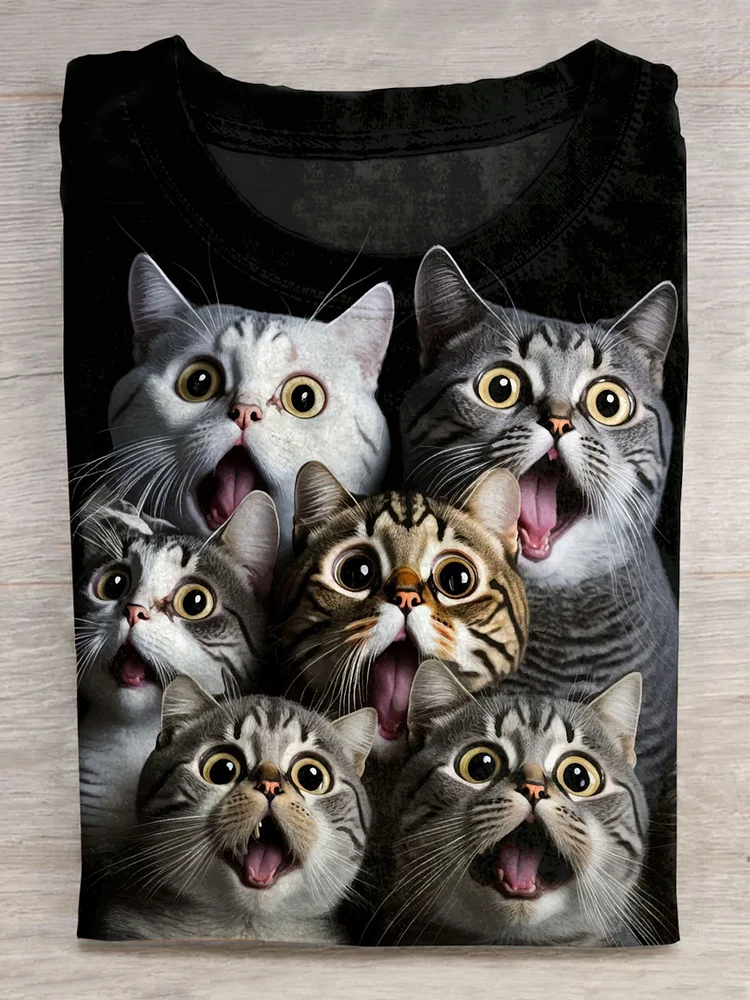 Cute Funny Cat Art Print T-shirt