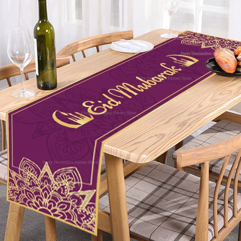 180x35cm Eid Mubarak Table Runner Ramadan Decoration For Home Islamic Muslim Party Decor Ramadan Kareem Eid Al Adha Gift