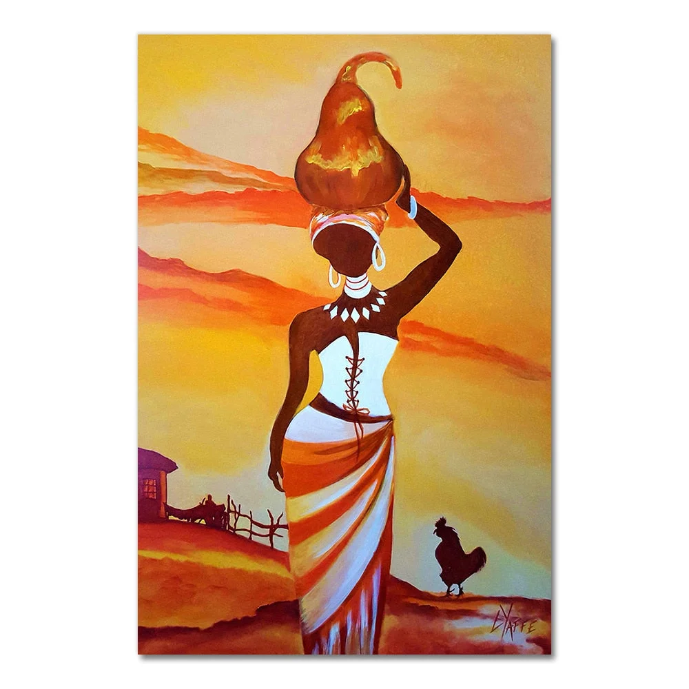 African Women Life Vintage Style Wall Art Canvas Painting Poster For Home Decor Posters And Prints Unframed Decorative Pictures