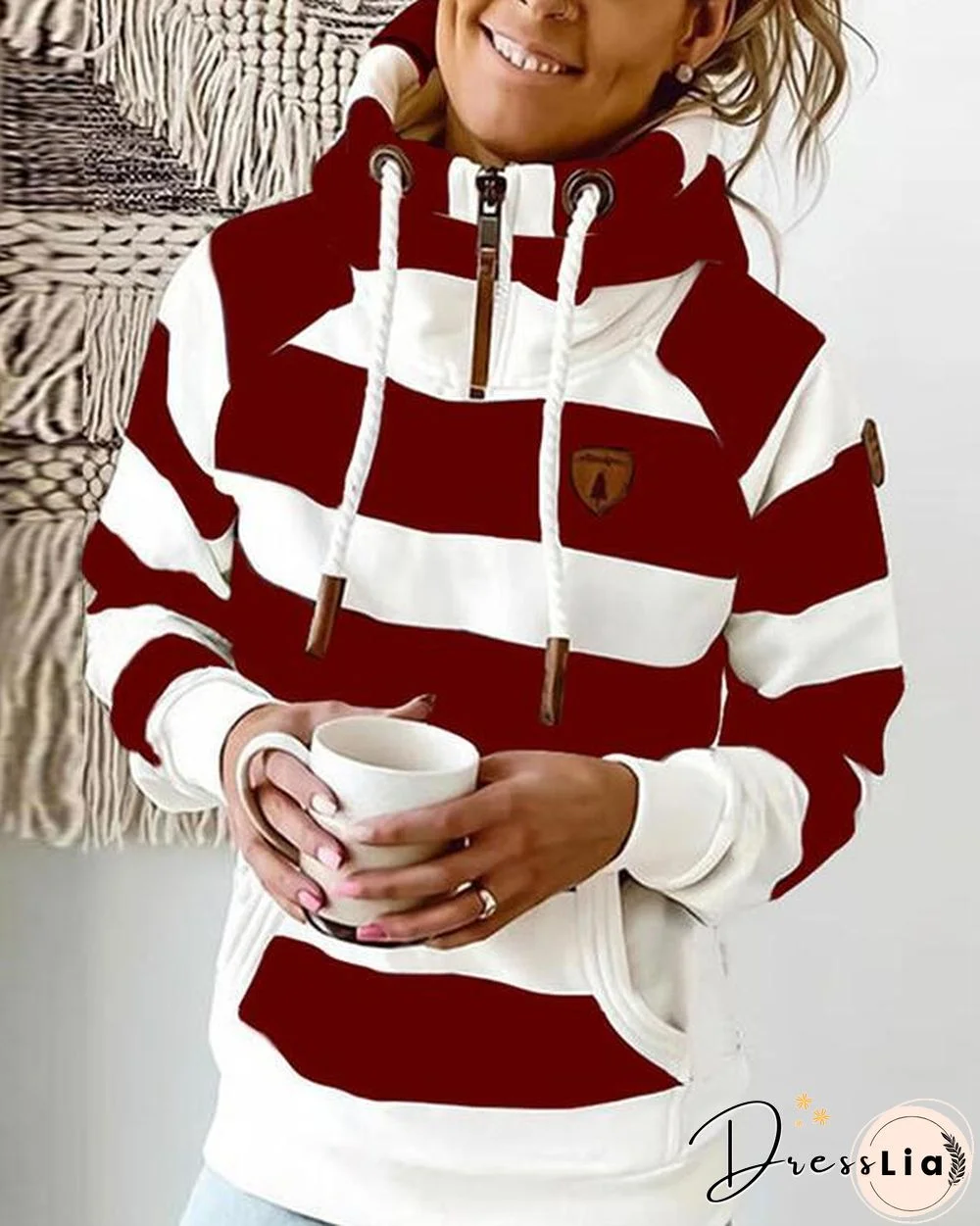 Color Block Long Sleeves Hoodie