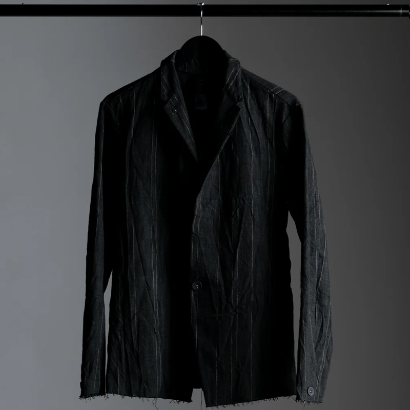 Men's Classic Carbon Stripe Cotton and Linen Jacket