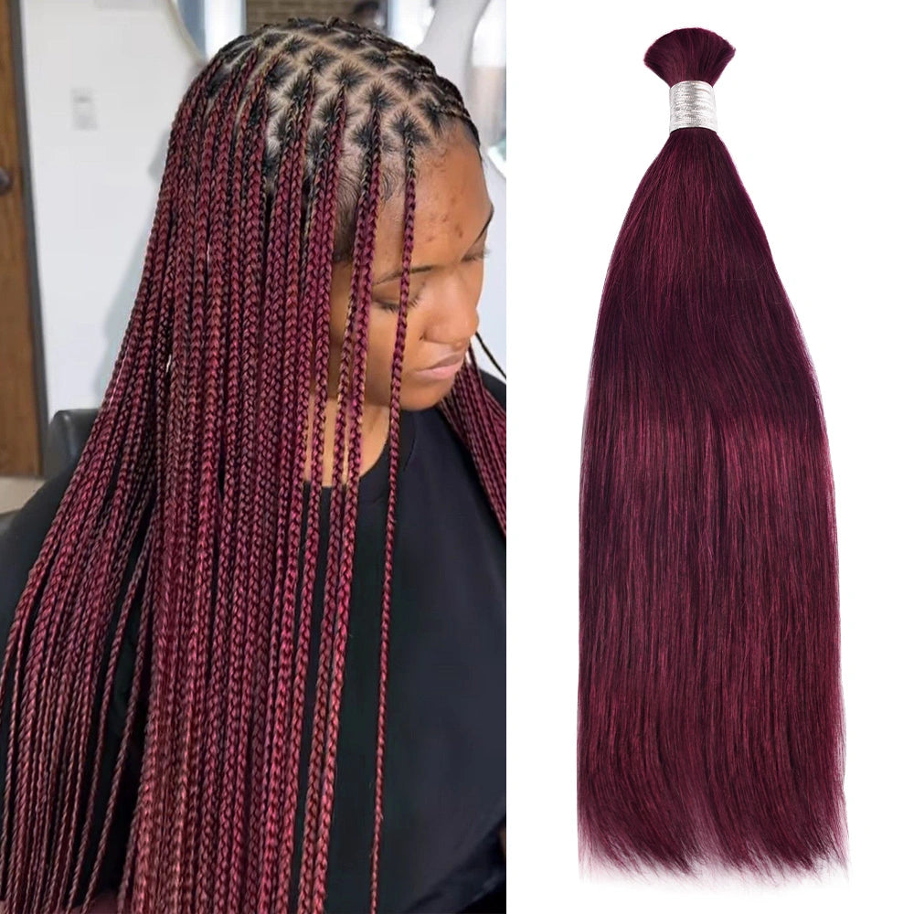 #99J Straight Hair Bulk | Boho Braids | No Weft | 100% Human Hair | BORUIHAIR