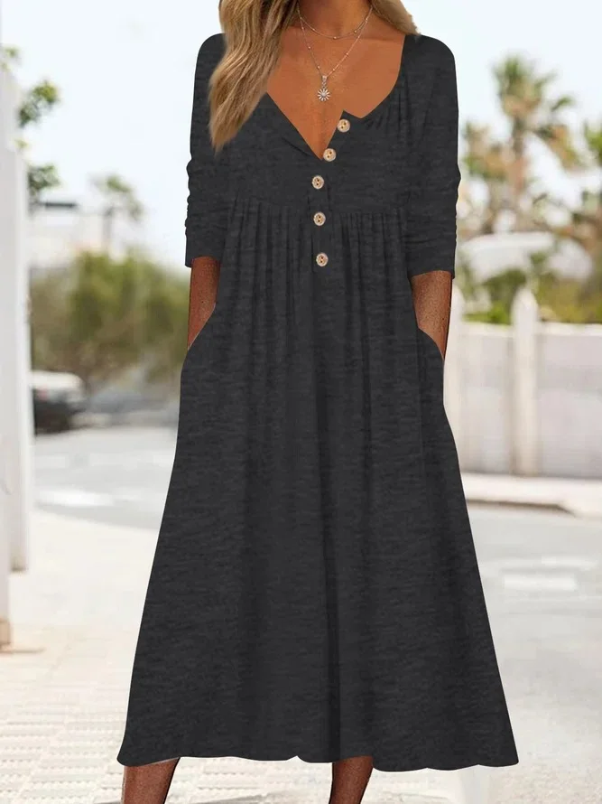 Women's Casual Dress Solid Loose Midi Dress