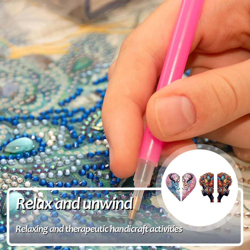 2pcs 2D Flat DIY Diamond Art Pendant DIY Home Decor Hanging Charm Decor (Woman)