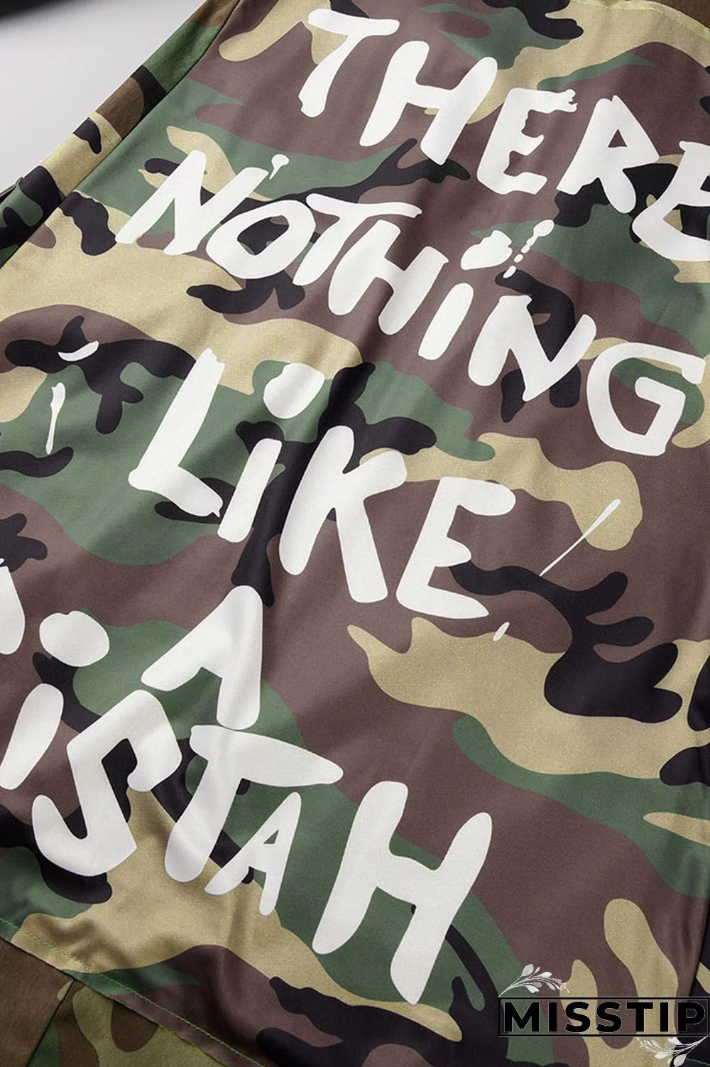 Camouflage Casual Street Print Camouflage Print Patchwork Turn-back Collar Outerwear