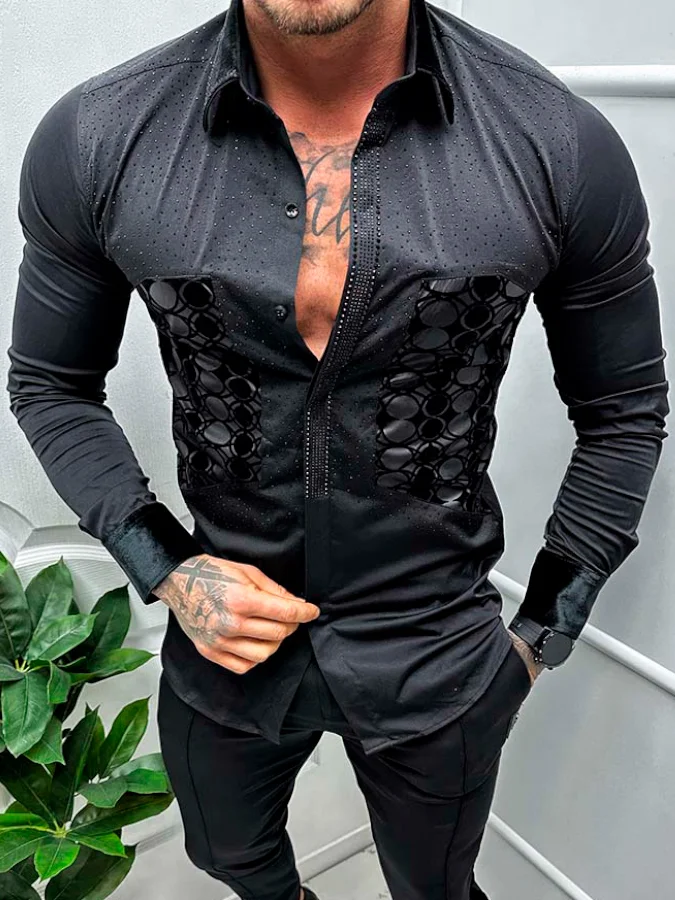 Elegant Black Long Sleeve Shirt