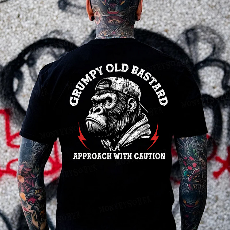 Grumpy Old Bastard Approach With Caution  Monkey T-shirt